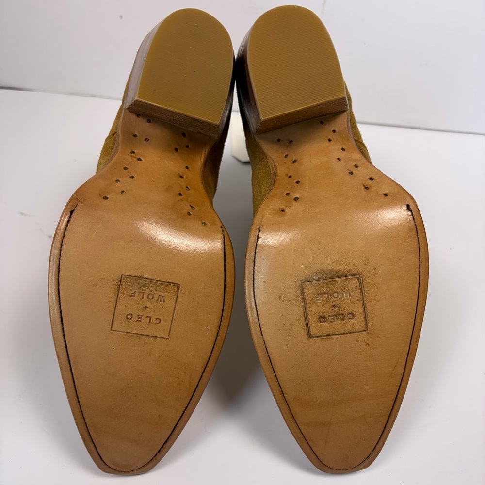 Cleo + Wolf Andie Leather Booties Women's US 8.5 Tan Snip Toe Western Boots NWT - Picture 7 of 13